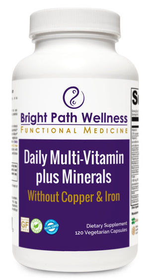Daily Multi-Vitamin Minerals No Copper or Iron - 120 veg caps, Gluten Free